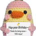 2 x Birthday Gifts for Women Men Mom Dad, Emotional Positive Handmade Crochet Duck-Pear Plush Gift Funny Gift Idea for Fathers Day Bestie Girlfriend Graduation coworker Her-Home Easter Decor-Cute Stuff