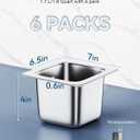 ZeroPone 6 Pack Hotel Pans 1/6 Size 4" Deep Steam Table Pan 22 Gauge Anti Jam Stainless Steel Hotel Food Pan