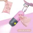 Dog Waste Bags Holder with LED Flashlight Doggie Poop Bags Dispenser with 13 Rolls Leak-Proof Pet Trash Bags Rechargable USB Cable(Pink)