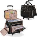 Rolling Teacher Bag with Wheels, Teacher Tote Bag with Detachable Trolley, Fits for 15.6" Laptop(Patent Design) (Black)