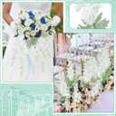 Thiccywoov 50 Pcs Delphinium Artificial Flower 35.4'' Long Larkspur Stem Silk Fake Faux Flowers Bulk for Tall Vase Floral Arrangements Home Centerpiece Table Wedding Decor (White)