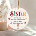 7 x Sister Ornaments 2025 for Christmas Tree Decorations - Xmas Gifts for Sister Bestie Far Away, Soul Sisters Gifts for Women Friends, Double Sided Ceramic Ornament, Cute Sisters are Like Stars Presents