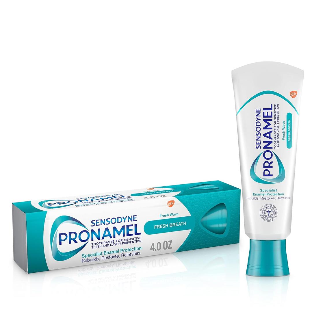 Sensodyne Pronamel Fresh Breath Enamel Toothpaste for Sensitive Teeth and Cavity Protection, Fresh Wave - 4 oz (4 Ounce (Pack of 1)