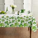 Horaldaily St. Patrick's Day Rectangular Tablecloth 60120 Inch, Watercolor Shamrock Washable Table Cover for Party Picnic Dinner Decor (Green)