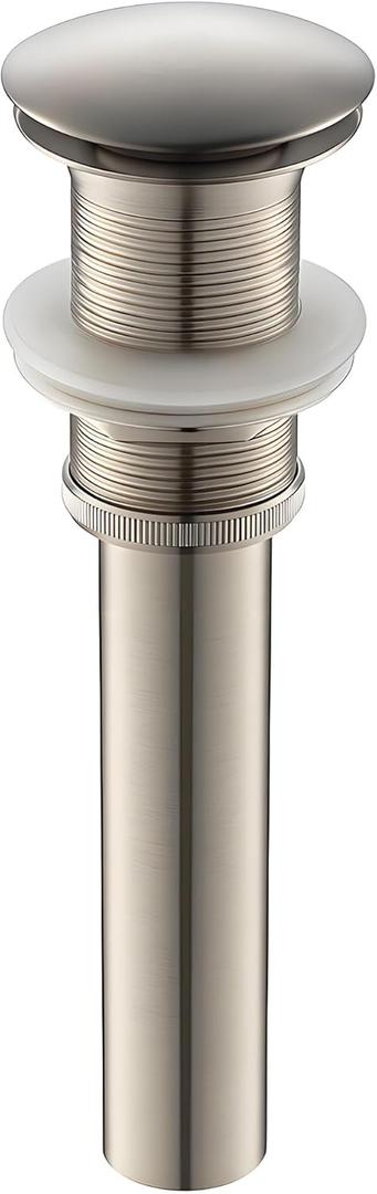 Vessel Sink Drain Without Overflow - Bathroom Sink Drain Stopper - Pop Up Drain All Metal - Big Cap Fit for Vessel or Undermount Sink,Brushed Nickel,YDPOP-1