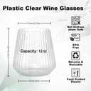 BESTSTAR 72 Pcs 12 oz Plastic Clear Ribbed Wine Glasses, Origami Ripple Disposable Champagne Glasses Elegant Whiskey Glasses Ideal for Weddings, Bars, Christmas, Halloween, Pool Party, Daily Use