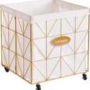 Laundry Hamper,Collapsible Laundry Basket Large Capacity Metal Laundry Hamper with Removable Liner, Rolling Wheels and Collapsible Design for Clothes Storage and Organization (210L GOLD)