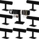 Batiyeer Set of 8 Bracelet Display Stand Bracelet Holder Display Jewelry T Bar Black Velvet Organizer Hovering Bangle Holder Jewelry Watch Stand for Vendors Selling Home Organization Storage