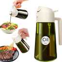 YARRAMATE 16oz/470ml 1PCS Light Blockage Dark Oil Sprayer for Cooking, 2 in 1 Olive Oil Dispenser Bottle for Kitchen, Green Glass Oil Bottle, Food-Grade Oil Mister for Air Fryer, BBQ (White & Green) 1 Pack