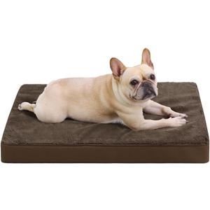 KSIIA Orthopedic Dog Bed Crate Waterproof Pet Mats for Medium Dogs Deluxe Plush Washable Pet Bed with Egg Crate Foam & Removable Cover, 29 x 18 Inch, Brown