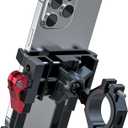 Tiakia Aluminum Bike Phone Mount Holder, [2024 Upgrade] Motorcycle Phone Mount, [1s Lock] Handlebar Mounted Cell Phone Holder, 360 Rotation, Universal Bicycle Phone Mount for 4.5-7 Inch Phones (Upgrade-Black Red)