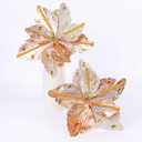 6 Pcs Elegant Champagne Christmas Flowers, 9" Large Christmas Tree Decorations Set with Long Stem Picks, Poinsettia Flowers Artificial for Tree Garland Wreath Swag Pot Vase, Xmas Floral Bouquet Decor