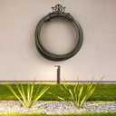 MyGift Brown Heavy Duty Cast Iron Outdoor Garden Hose Hanger Wall Mounted Water Hose Holder Reel with Vintage Scrollwork Design