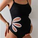 OYOANGLE Women's Maternity One Piece Swimsuits Cut Out Spaghetti Strap Pregnancy Bathing Suits Swimwear (Black, XL)