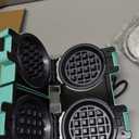 2-in-1 Double Waffle & Pancake Maker - CACHOO Mini 4" Nonstick Waffle Iron & Small Round Griddle with 4 Removable Plate Sets, Dishwasher Safe, Perfect for Small Spaces, Apartments & Dorms, Aqua