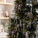 2 x 12 Pcs Pearl Bow Ornaments for Christmas Tree Pink and White Pearl Bows Hanging Decoration Coquette Bead Bowknot Tree Topper Decor for Xmas Wreaths Garland Cake Bouquets Gift Wedding Birthday