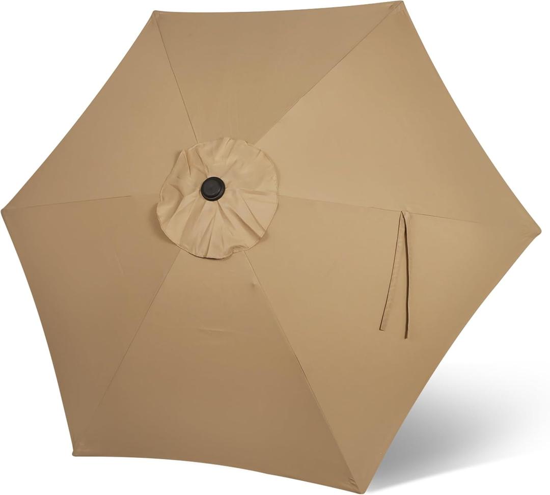 Blissun 7.5ft Patio Umbrella Replacement Canopy, Market Umbrella Top, Outdoor Table Umbrella Canopy for 6 Ribs (Tan)