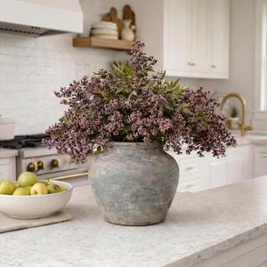 Dingion 3 Pcs 43 Inch Dusty Plum Berry Stem Artificial Spring Faux Sedum Stem Spray Flowers Realistic Flowers Branches Floral Picks for Vase Wedding Holiday Mantel DIY Harvest Seasonal Home Decor