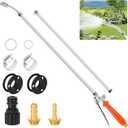 29"-44" All Metal Replacement Sprayer Wand, Suitable for 1/2" Hose Quick Connector, 1/4" & 3/8" & 1/2" Brass Barb Spray Wand, Built-in Shut Valve Stainless Steel Spray Wand