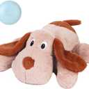 Puppy Heartbeat Toy, Dog Heartbeat Toy for Separation Anxiety Relief, Puppy Toy with Heartbeat Stuffed Animal Anxiety Calming Behavioral Aid Plush Toy for Dogs Cats Pets (Brown +)