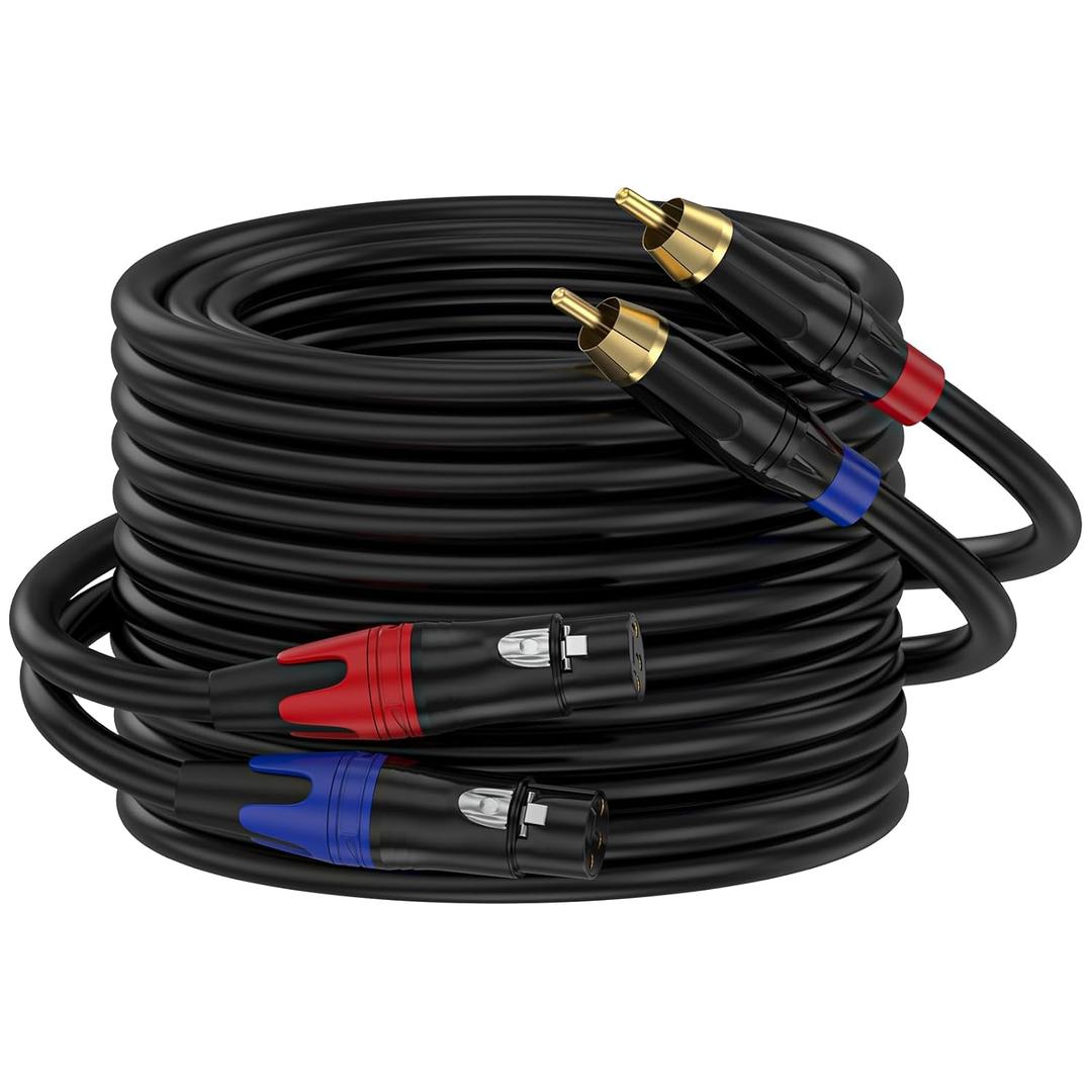 RCA to XLR Cable, Dual RCA Female to Dual XLR Male Cable, 2 RCA Male to 2 XLR Female HiFi Audio Cable, 4N OFC Wire, for Amplifier Mixer Microphone,25Feet