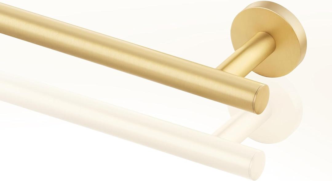QOGRISUN Brass Towel Bar for Bathroom,Gold Towel Holder Heavy Duty, Modern Brass Bathroom Accessories Wall Mounted,24-Inches Total Length, Brushed Brass