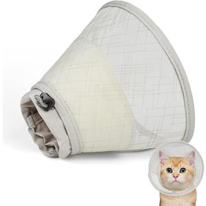 Supet Soft Cat Cone Collar to Stop Licking, Breathable Mesh Cone with Waterproof Liner Recovery Collar, for Kitten, Comfortable Elizabethan Alternative for Spay Neuter Grooming (L)