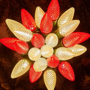 Minetom C9 Christmas Lights Outdoor, 150FT 75 LED Red and Warm White String Lights, Waterproof Connectable UL Certified C9 Lights for Xmas Tree Patio Roofline Garden Yard Indoor Outdoor Decor