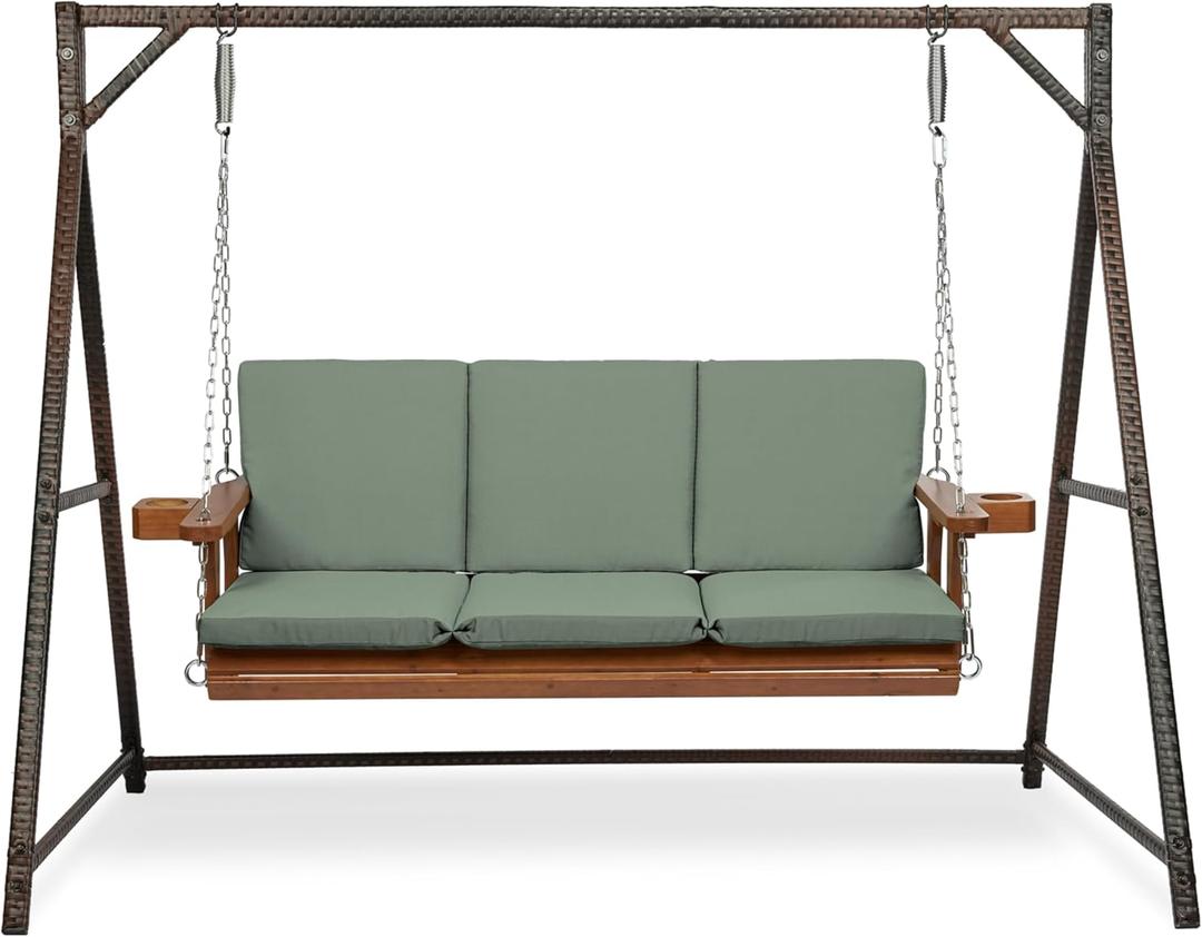 Arden earthFIBER Indoor/Outdoor Swing Cushion Set, 56 x 20, Water Repellent, Fade Resistant, Cushion Set for Swing or Bench Sage Green Texture