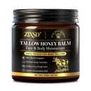 Beef Tallow for Skin, Beef Tallow for Face, Tallow and Honey Balm for Face, Beef Tallow & Raw Honey, Grass-Fed Whipped Tallow Cream, Face & Body Tallow Face Moisturizer Natural-4.3oz