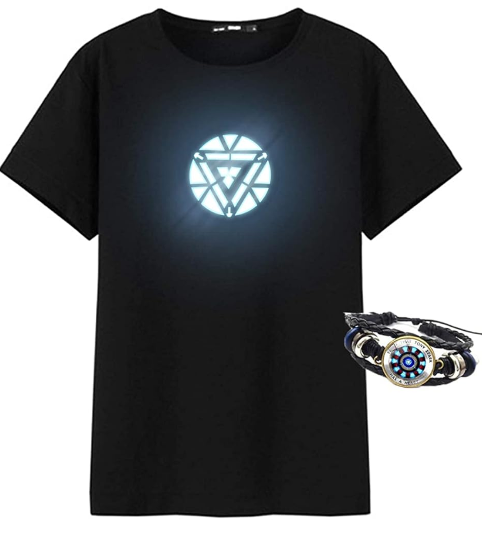 Arc Reactor Illuminate T-Shirt Tony Cosplay Novelty Costume Stark Bracelet, 3XL