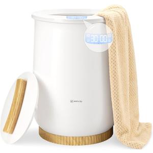 Keenray Upgraded Towel Warmer Bucket, Large Towel Warmer with 3 Heating Modes, Heat Time 30/45/60/90 Min Adjustable and Up to 24 Hour Delay Timer, Towel Heater for Oversize Bathrobes Blankets, CL1Plus (Clear White)