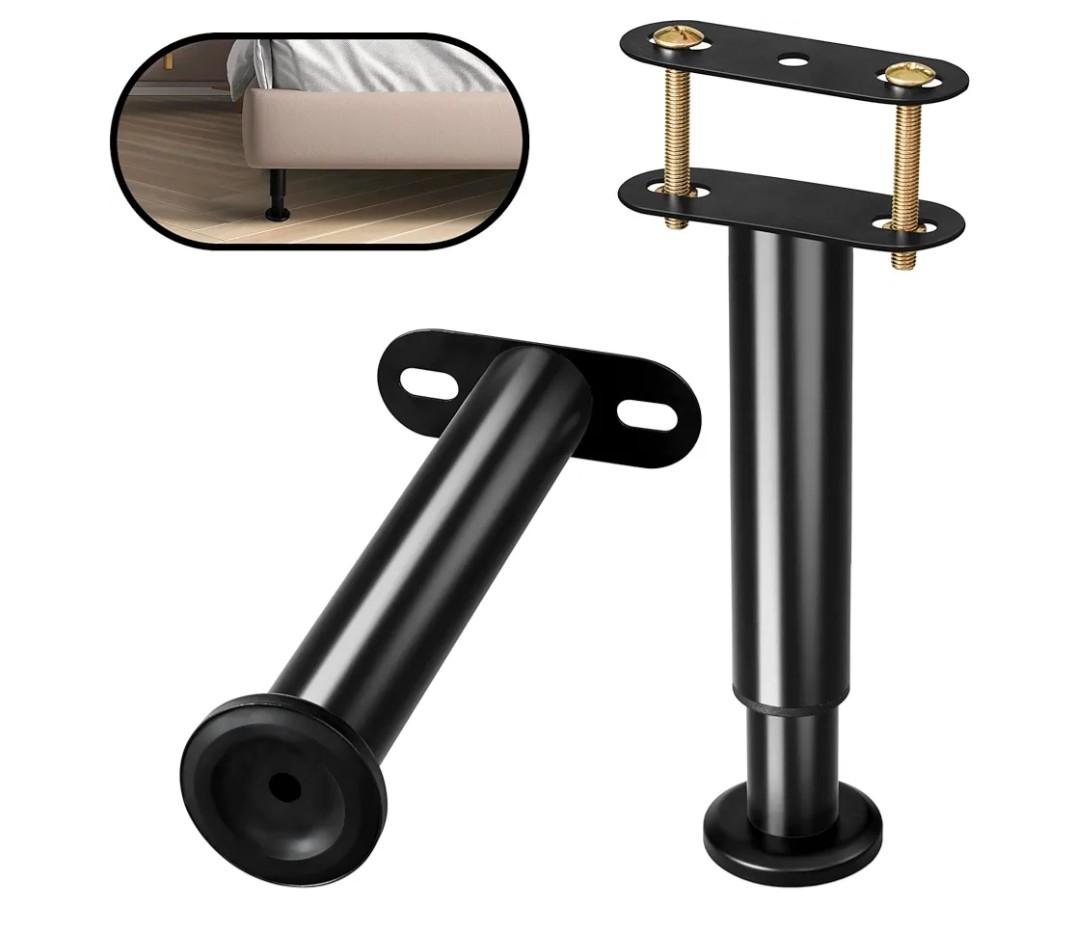Adjustable Height Support Leg for Bed Frame,Bed Frame Center Support Legs with Wider Base,Bed Reinforcement Kit for Metal/Wood Slat,Height from 7" to 13",Black-Set of 5
