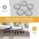 2 x Tumbler Lid Organizer, Space Saving Water Bottle Lid Organizers Under Cabinet Cup Lid Organizers Multi-Purpose Hook for Kitchen Organizer and Storage (Black)