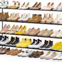 MISSLO 4 Tier Long Shoe Organizer for Closet Shoe Rack for Bedroom Closet Floor Shoe Shelf for Entryway Storage Stackable Wide Shoe Shelf Stores 30 Pairs of Men Sneakers, Black