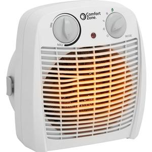 Comfort Zone CZ45E 750/1,500-Watt Fan-Forced Personal Heater with Adjustable Thermostat, Overheat Protection, Safety Tip-Over Switch, Energy Save Features, and Convenient Carry Handle, White