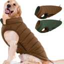 Lelepet Reversible Dog Coat Waterproof Dog Jacket Windproof Puffer Vest for Winter Warm Lightweight Coats for Medium Dogs Adjustbale Hook & Loop Pet Apparel with Leash Hole, French Bulldog, Brown L