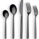 Berglander 20 Piece Titanium Black Plated Stainless Steel Flatware Set, 20 Pieces Silverware Set, Cutlery Set, Service for 4 (shiny Black)