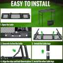 GARLLEN Folding Grill Table, 3-Height Adjustable Lightweight Grill Table with Heat-Resistant Tabletop, Portable Aluminum Camping Table for BBQ, Picnic, Cooking, 35.4" L x 15.7" W, Threaded Install