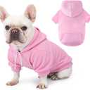 Dog Basic Hoodie Soft Dog Clothes Cold Weather Sweaters for Medium Large Dogs Cozy Fabric Warm Sweatshirt with Leash Hole (Pink, L (Back: 20.47",Chest: 28.35", Neck: 21.26"))
