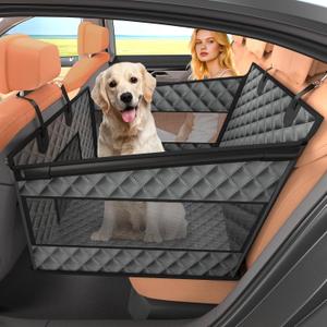 Dog Car Seat for Large Dogs, Hard Bottom Half Back Seat Extender
For Medium & Large Dogs, Fits Cars, SUVs & Trucks, Waterproof & Non-Slip with Mesh Windows, Leash Slot & Room for a Passenger