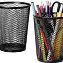 MaxGear Pen Holder for Desk, Premium Mesh Metal Pencil Holder Pen Cup Marker Organizer Makeup Brush Holders, Desk Accessories & Workspace Organizers for Home, School & Office, 5.4, 2 Pack