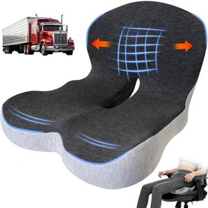 Memory Foam Seat Cushion for Long Sitting,Chair Pads,L-Shaped Ergonomic Design for Office Chair & Truck Drivers,Improve Comfort During Prolonged Sitting(Black Gray)