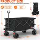 Extra Large Collapsible Wagons Carts Foldable, 450lbs Heavy Duty Folding Beach Wagons with Big All-Terrain Wheels, Utility Wagon Carts for Groceries, Outdoor Camping, Shopping, Beach, Garden