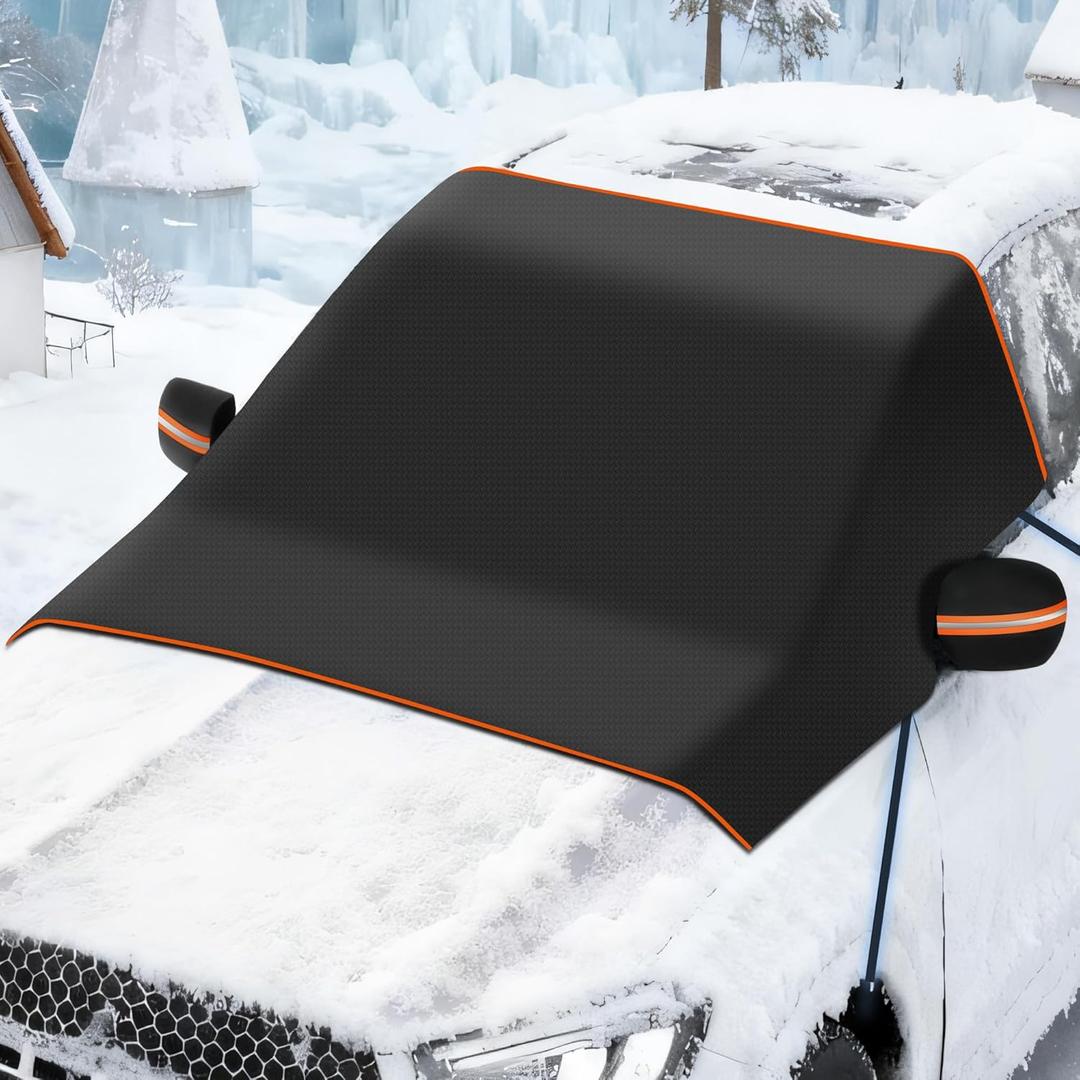 Windshield Cover for Ice and Snow [75''x55''] 600D Heavy Duty Snow Cover Against Snow, Ice, Frost and Water Car Winter Accessories for Fits Large SUV & Truck (M)