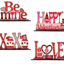 4Pcs Valentine's Day Decorations Love Wooden Table Sign, Anniversaries Tabletop Centerpiece Signs Ornaments for Gift Dining Room Table Party Home Kitchen Holiday Decorations Gift for Girlfriend Wife