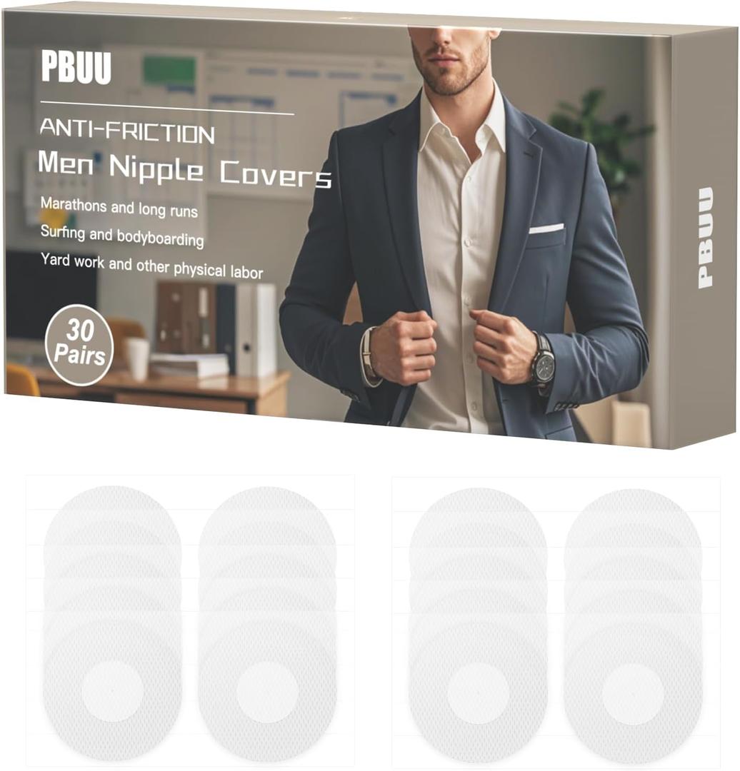 Nipple Covers for Men,60Pcs(30Pairs)/40Pcs(20Pairs)/20Pcs(10Pairs) Mens Nipple Covers,Anti-Chafing Nipple Covers Men (Cream)