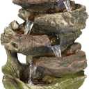 Sunnydaze Tabletop Water Fountain - Relaxing Indoor Desktop Water Fountain - Rock Fountain with LED Lights - Office, Bedroom, Living Room