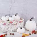 Artmag 8 Pcs Assorted Sizes Harvest White Artificial Pumpkins for Fall Halloween Thanksgiving Decorating Embellishing and Displaying