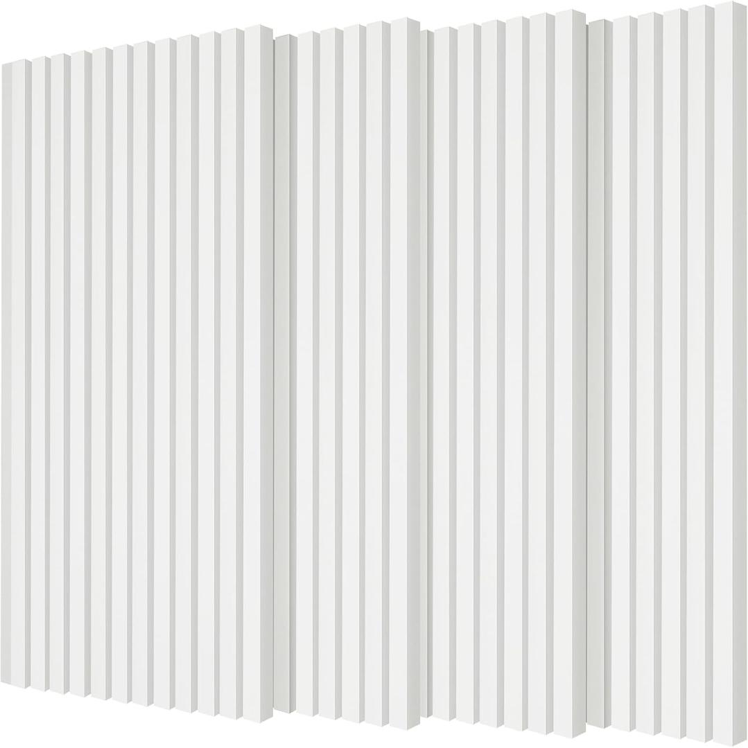 4-Pack Bilayer Acoustic Wall Panels - 47.2"x23.6"x0.71" Self-Adhesive Soundproof Padding, Noise Reducing Polyester Fiber Panels for Home Office Studio (White)